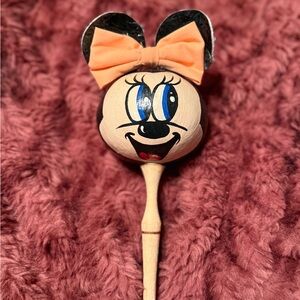 Vintage Minnie Mouse Wooden Maraca – Hand-Painted Disney Character Toy